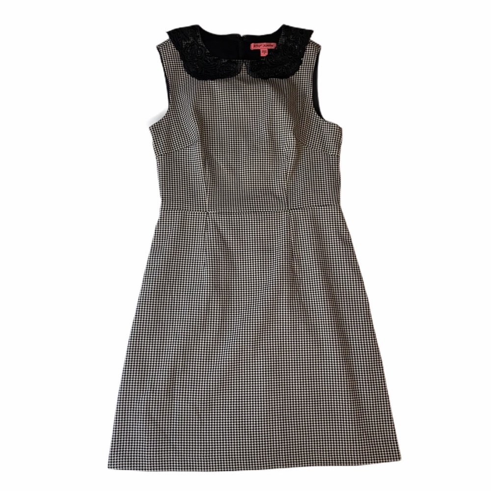 Betsy Johnson Houndstooth Dress Lace Collar